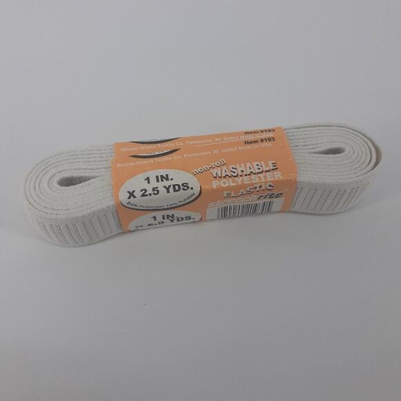 Stretchrite Non-roll Washable Polyester Elastic 1 in. x 2.5 Yds White wide - Picture 2 of 10